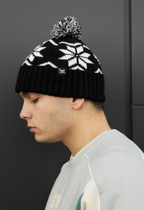 Фото - Чорна шапка з візерунком Staff black & white pattern pompon - Men box