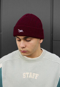 Фото - Яркая мужская шапка Staff 12 logo bordo - Men box