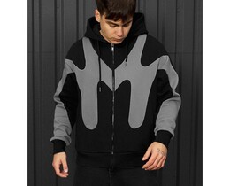 Фото - Черно-серое худи Staff fa gray & black zip oversize fleece - Men box