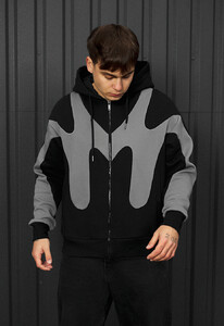 Фото - Черно-серое худи Staff fa gray & black zip oversize fleece - Men box