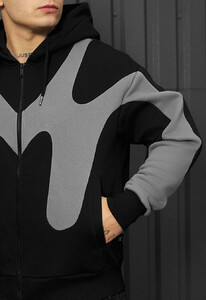 Фото - Черно-серое худи Staff fa gray & black zip oversize fleece - Men box