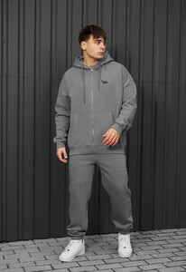 Фото - Базовый спортивный костюм Staff wit zip gray oversize fleece - Men box