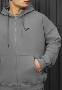 Фото - Базовый спортивный костюм Staff wit zip gray oversize fleece - Men box