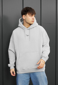 Фото - Брендованное мужское худи Staff logo light gray oversize fleece - Men box