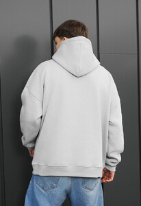 Фото - Брендованное мужское худи Staff logo light gray oversize fleece - Men box