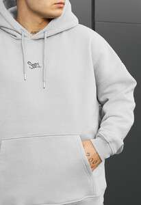 Фото - Брендованное мужское худи Staff logo light gray oversize fleece - Men box