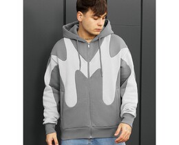 Фото - Зимове худі Staff fa gray & light gray zip oversize fleece - Men box