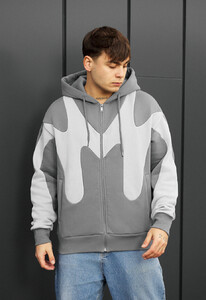 Фото - Зимове худі Staff fa gray & light gray zip oversize fleece - Men box