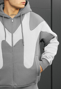 Фото - Зимове худі Staff fa gray & light gray zip oversize fleece - Men box