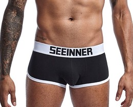 Фото - Труси для хлопців Seeinner чорні з білим поясом - Men box