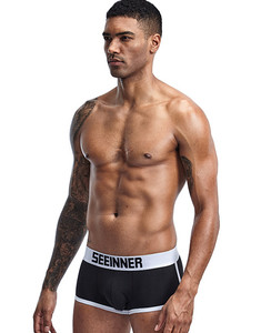 Фото - Труси для хлопців Seeinner чорні з білим поясом - Men box