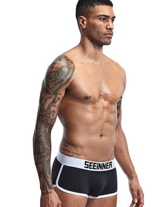 Фото - Труси для хлопців Seeinner чорні з білим поясом - Men box