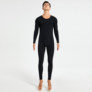 Фото - Комплект хлопкового мужского белья Seobean (кальсоны + кофта) черного цвета - Men box