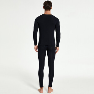 Фото - Комплект хлопкового мужского белья Seobean (кальсоны + кофта) черного цвета - Men box