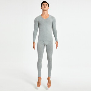 Фото - Комплект хлопкового мужского белья Seobean (кальсоны + кофта) серого цвета - Men box