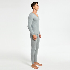 Фото - Комплект хлопкового мужского белья Seobean (кальсоны + кофта) серого цвета - Men box