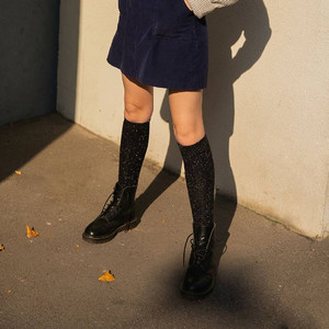 Фото - Женские носки до колен SOX черные с люрексовой ниткой - Men box