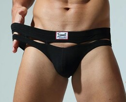 Фото - Бавовняні труси бріфи Tauwell з вирізами чорного кольору - Men box