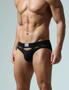 Фото - Бавовняні труси бріфи Tauwell з вирізами чорного кольору - Men box