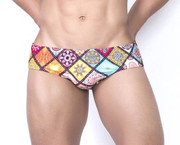 Фото - Мужские плавки UXH разноцветные с геометрическим узором - Men box