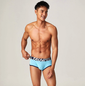 Фото - Чоловічі боксерки Tauwell блакитного кольору з широкою чорною резинкою, облягаюча посадка - Men box