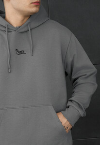 Фото - Молодежное оверсайз худи Staff logo gray oversize - Men box