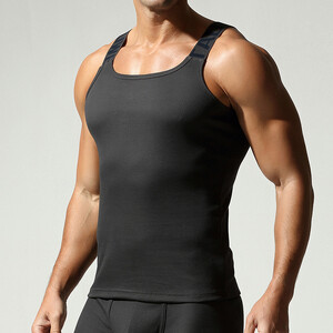 Фото - Облягаюча чоловіча майка Tauwell у рубчик, колір темно-сірий - Men box