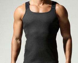 Фото - Облягаюча чоловіча майка Tauwell у рубчик, колір темно-сірий - Men box