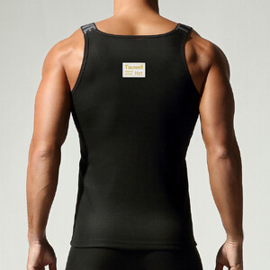 Фото - Облягаюча чоловіча майка Tauwell у рубчик, колір чорний - Men box