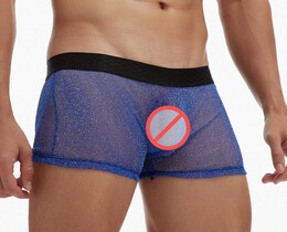 Фото - Чоловічі прозорі боксери Ciokicx сині з сіточки з люрексом - Men box