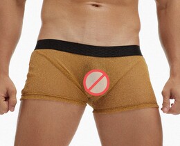 Фото - Чоловічі прозорі боксери Ciokicx золоті з люрексової сіточки - Men box