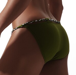 Фото - Чоловічі танга Ciokicx кольору хакі з канатним поясом та відкритою задньою частиною - Men box