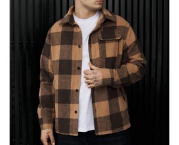 Фото - Мужская куртка-рубашка в клетку Staff ero brown - Men box