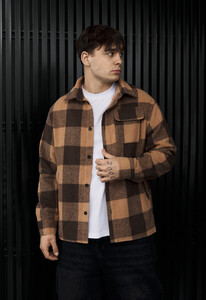 Фото - Мужская куртка-рубашка в клетку Staff ero brown - Men box