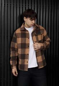 Фото - Мужская куртка-рубашка в клетку Staff ero brown - Men box