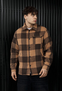 Фото - Мужская куртка-рубашка в клетку Staff ero brown - Men box