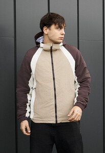 Фото - Мужская куртка ветровка с капюшоном Staff tek beige & brown - Men box