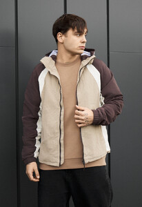 Фото - Мужская куртка ветровка с капюшоном Staff tek beige & brown - Men box