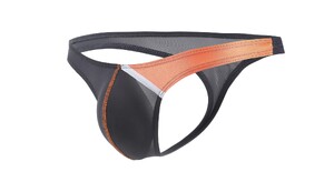 Фото - Чоловічі еротичні стрінги CIOKICX сіро-помаранчеві з вузькою задньою смужкою - Men box