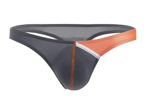 Фото - Чоловічі еротичні стрінги CIOKICX сіро-помаранчеві з вузькою задньою смужкою - Men box