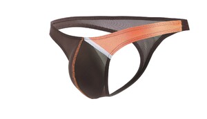 Фото - Чоловічі стрінги CIOKICX коричнево-помаранчеві з відкритими сідницями - Men box