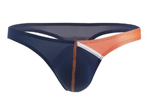 Фото - Темно-сині чоловічі стрінги CIOKICX з помаранчевими вставками з низькою посадкою - Men box