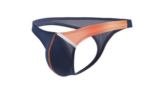 Фото - Темно-сині чоловічі стрінги CIOKICX з помаранчевими вставками з низькою посадкою - Men box