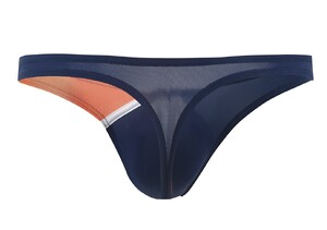 Фото - Темно-сині чоловічі стрінги CIOKICX з помаранчевими вставками з низькою посадкою - Men box