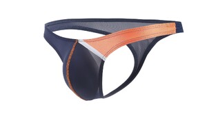 Фото - Чоловічі еротичні стрінги CIOKICX синьо-помаранчеві з вузькою задньою смужкою - Men box