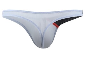 Фото - Мужские светло-голубые стринги CIOKICX  с черным поясом и открытой конструкцией - Men box