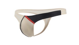 Фото - Мужские сексуальные стринги CIOKICX бежево-черные с эффектом обнаженного тела - Men box