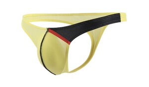 Фото - Чоловічі сексуальні стрінги CIOKICX жовті-чорні яскраві з відкритою задньою частиною - Men box