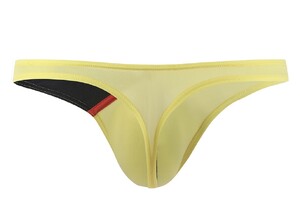Фото - Чоловічі сексуальні стрінги CIOKICX жовті-чорні яскраві з відкритою задньою частиною - Men box