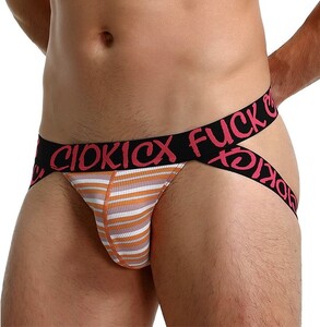 Фото - Джоки CIOKICX помаранчеві у смужку бавовняні з відкритими сідницями - Men box